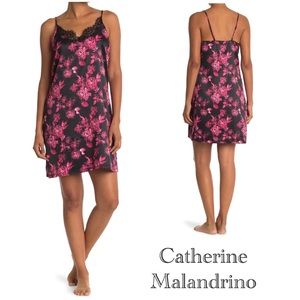 Sleepwear Lace Trim Satin Chemise